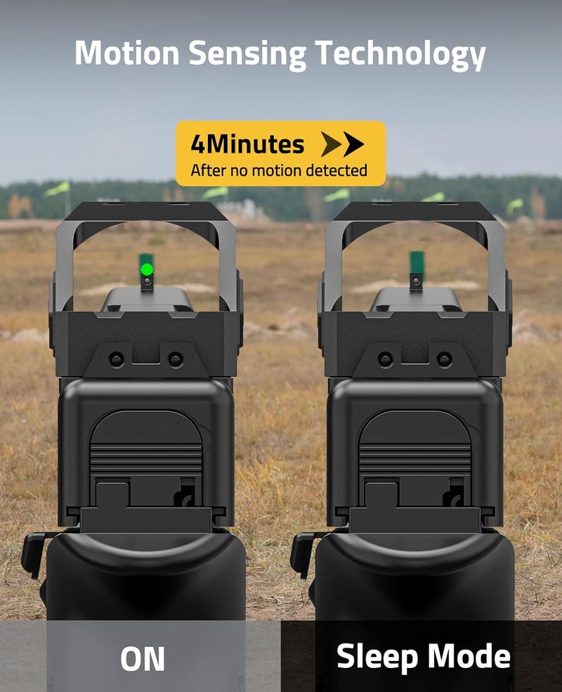 CVLIFE WolfCloak Motion Awake 2MOA Red/Green Dot Scope for RMR Cut Footprint, Shockproof and Waterproof Red Dot Sight, Open Reflex Optics with Adapter Plate for MOS and 21mm Picatinny Base - Image 3